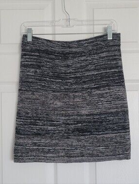 LOFT Black & Gray Knit Mini Sweater Skirt